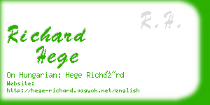 richard hege business card